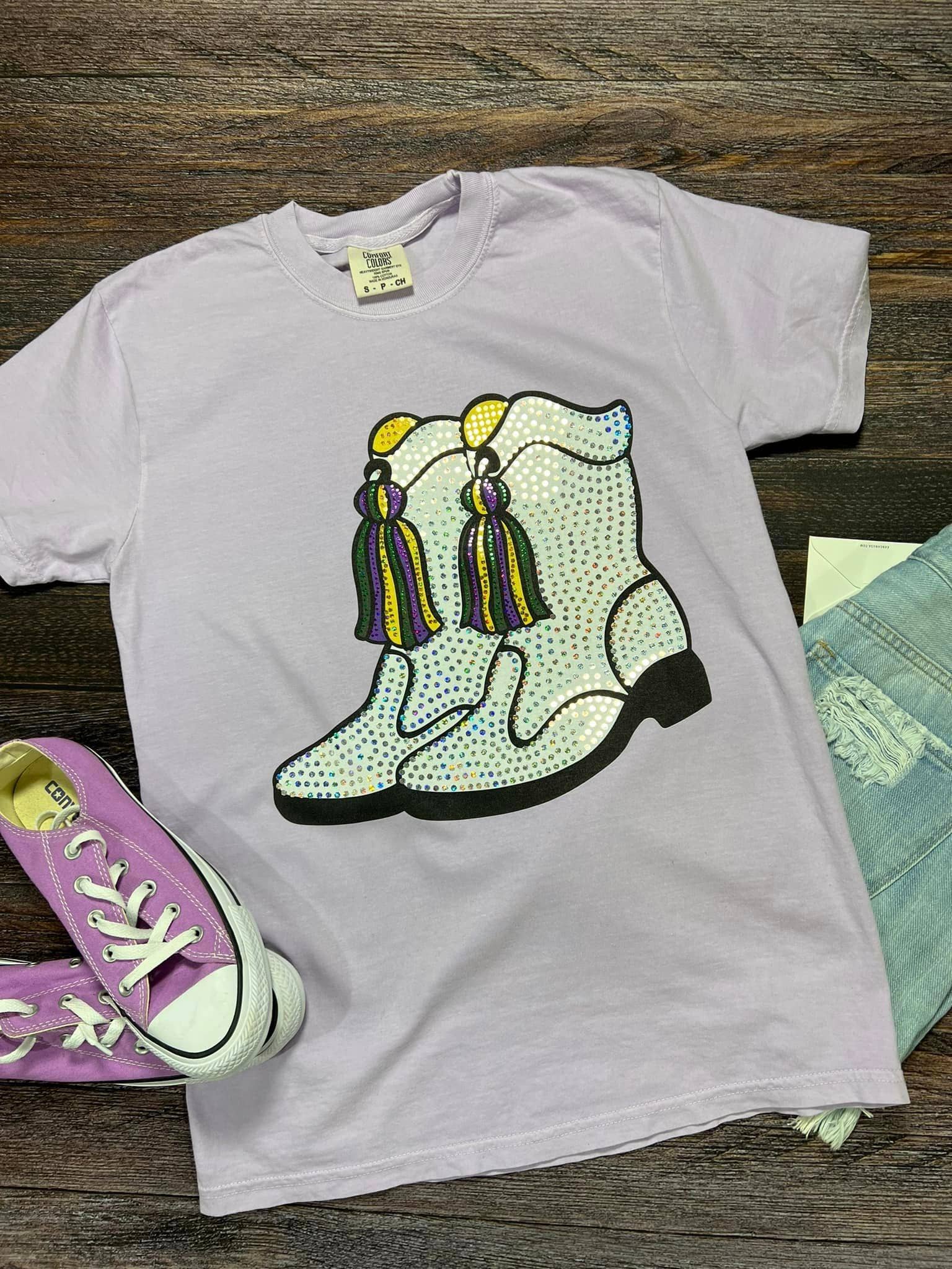 Orchid Mardi Gras Boots Spangle for wholesale on Faire0