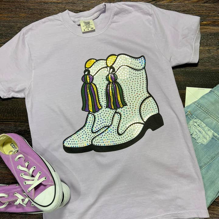 Mardi Gras Boots Spangle for wholesale by MidWest Tees