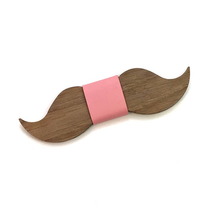 Pap bow “The Moustache” - solid oak - various colors for wholesale by Sac de Noeud
