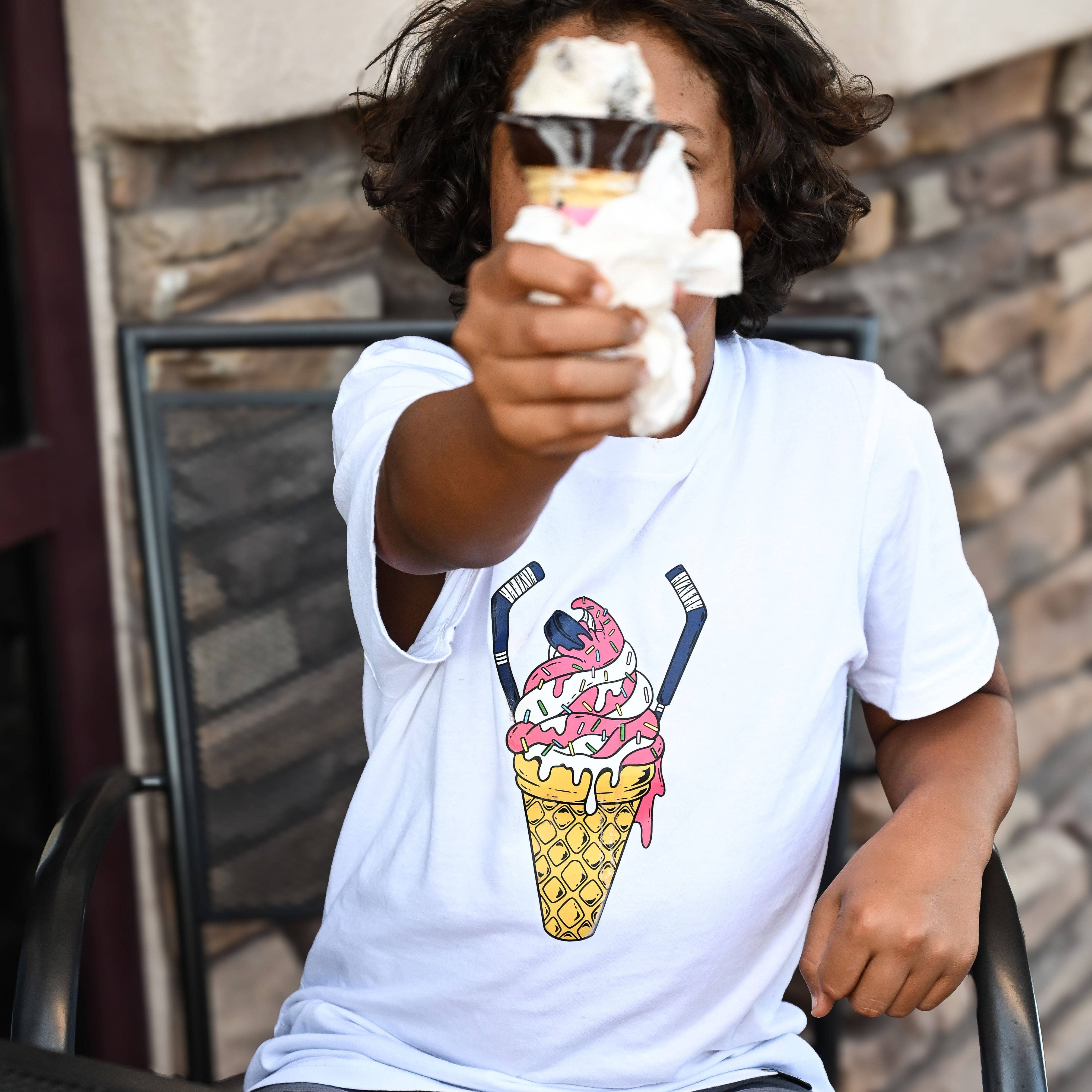 Iron+Steel Hockey - Wholesale Screen Printed T-Shirt - Kids - Ice Cream Hockey Tee2