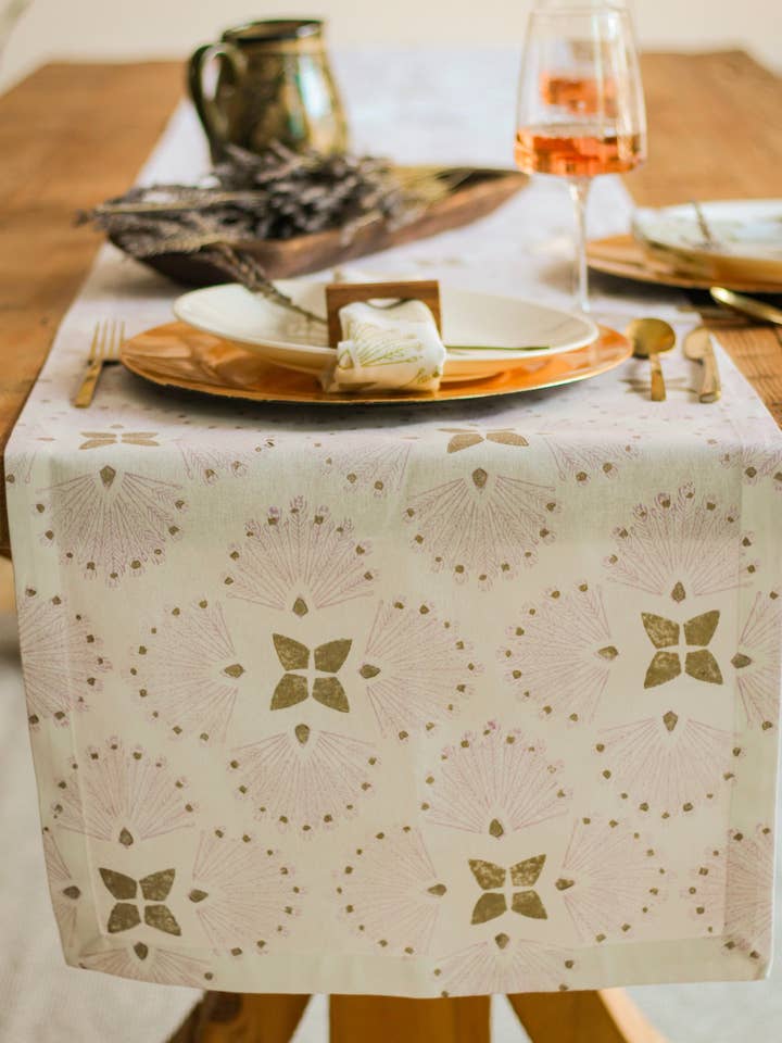 Table Runner - Peacock, Lilac & Gold for wholesale by Mended