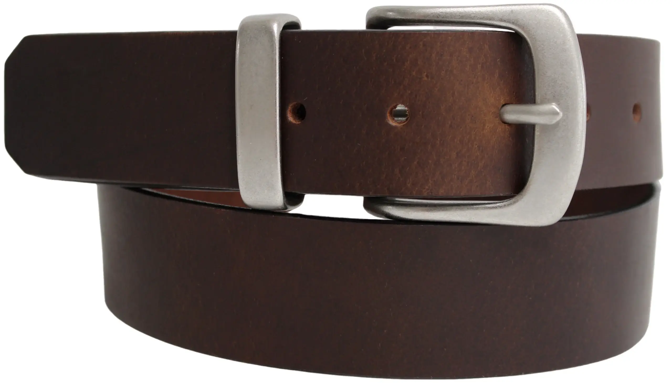 Brown Solid Brass Buckle & Keeper, Full Grain Genuine Leather Belt for wholesale on Faire8