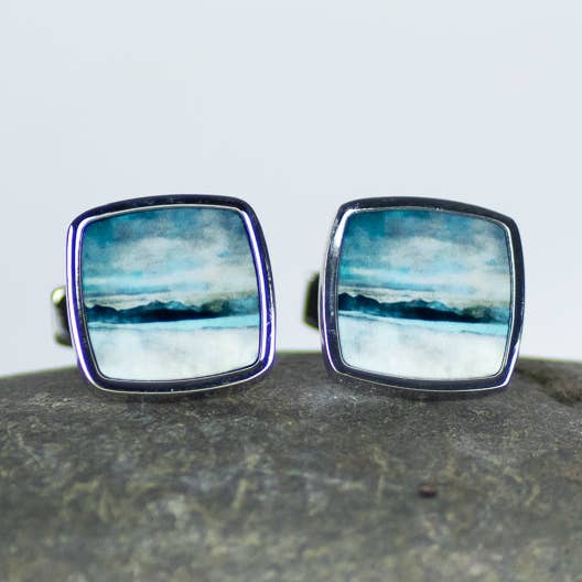 Skye from Bealach Na Ba Applecross Cufflinks for wholesale by Cath Waters Scottish Landscapes