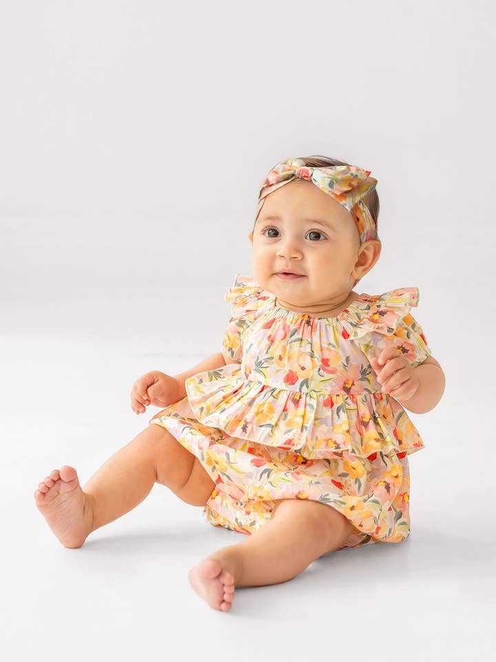 Blomstrende blomster kort romper med rynkede ærmer for engroshandel hos mabel + honey