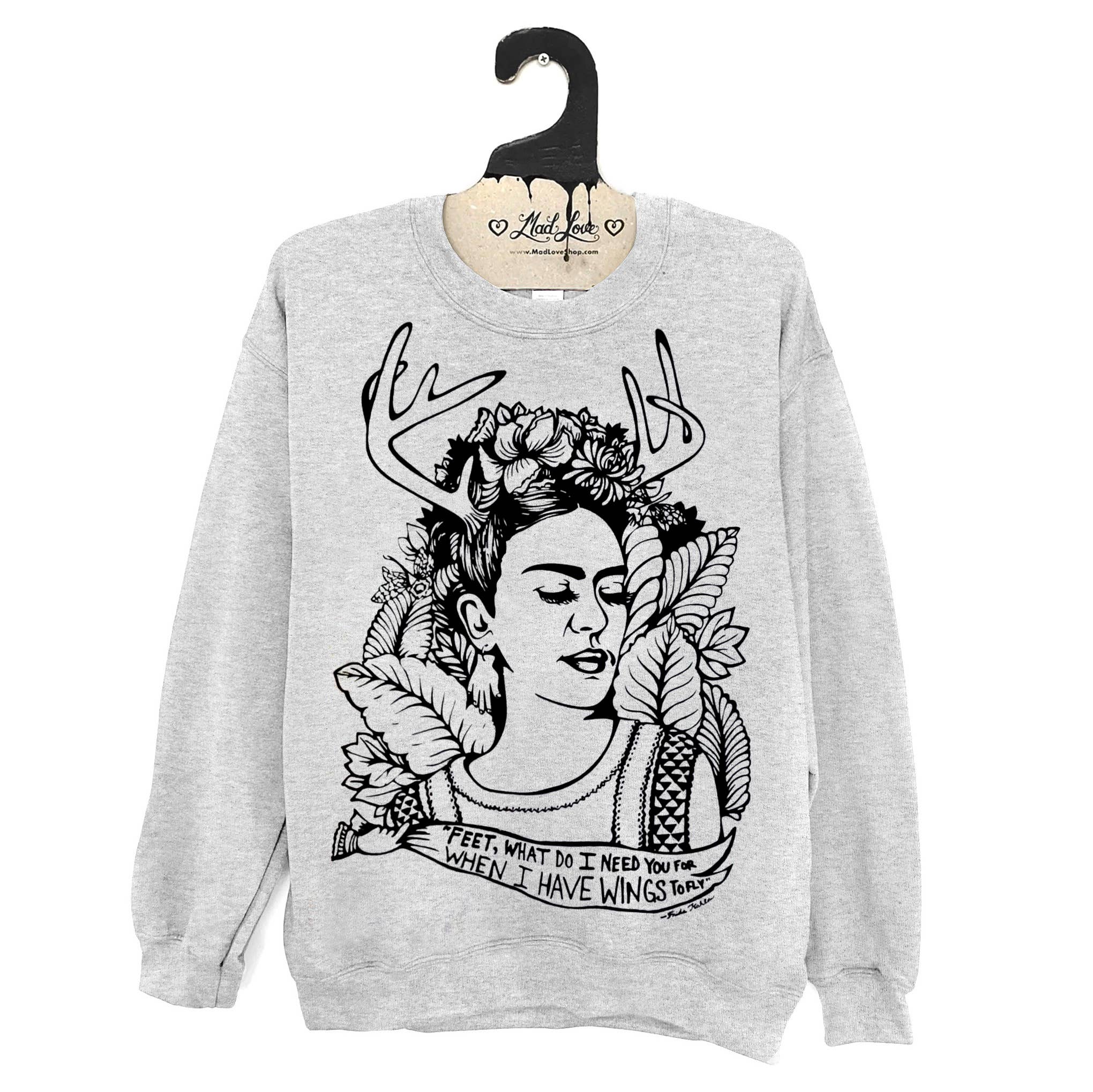 Mad Love Shop - Wholesale Graphic Sweatshirt - Women's - Unisex Heather Gray Lightweight or Fleece Sweatshirt w/Frida1