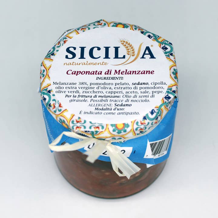 Sicilia naturalmente – Engroshandel Syltede grøntsager – Siciliansk håndlavet aubergine caponata i glas0