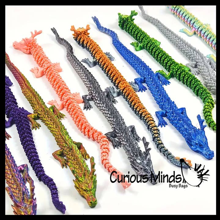 Curious Minds Toys - Wholesale Fidget Toy - Kids - 1 - 3D Printed Large 12" Dragon Wiggle Articulated Jointed M6
