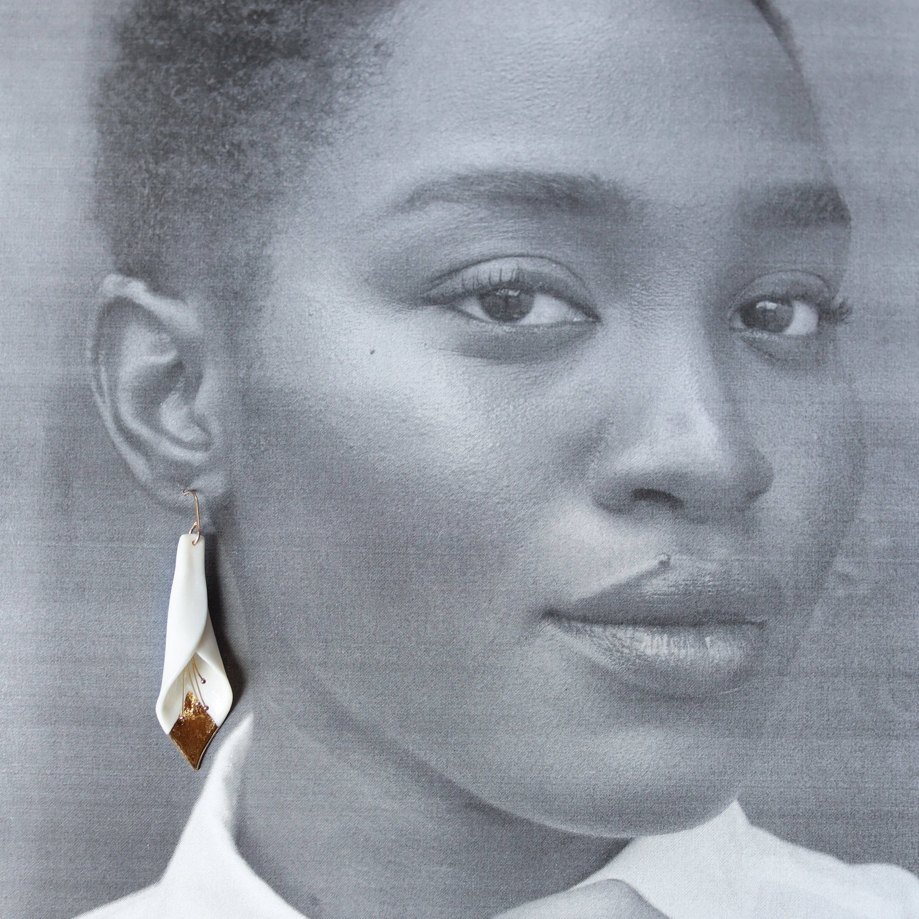 Remnant Studios - Wholesale Dangle Earrings - calla lily earrings with gold accent2