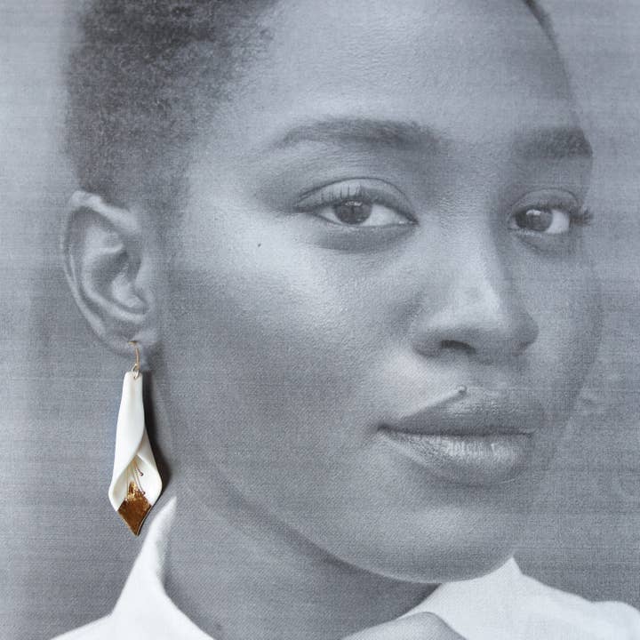 Remnant Studios - Wholesale Dangle Earrings - calla lily earrings with gold accent2