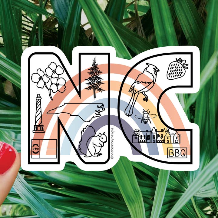 Adesivo NC, Carolina del Nord per la vendita all'ingrosso da parte di Bee Beachey Designs