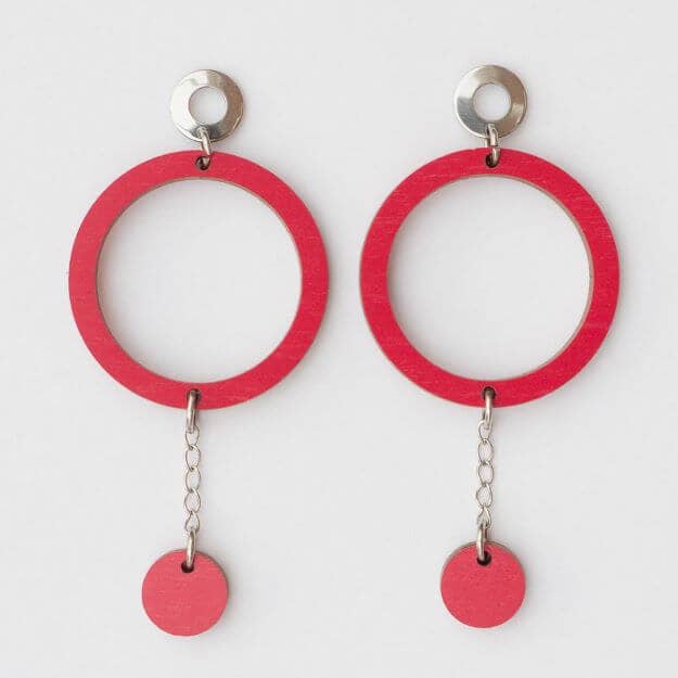 Oona Wooden Earrings Red for wholesale by Unique Ella