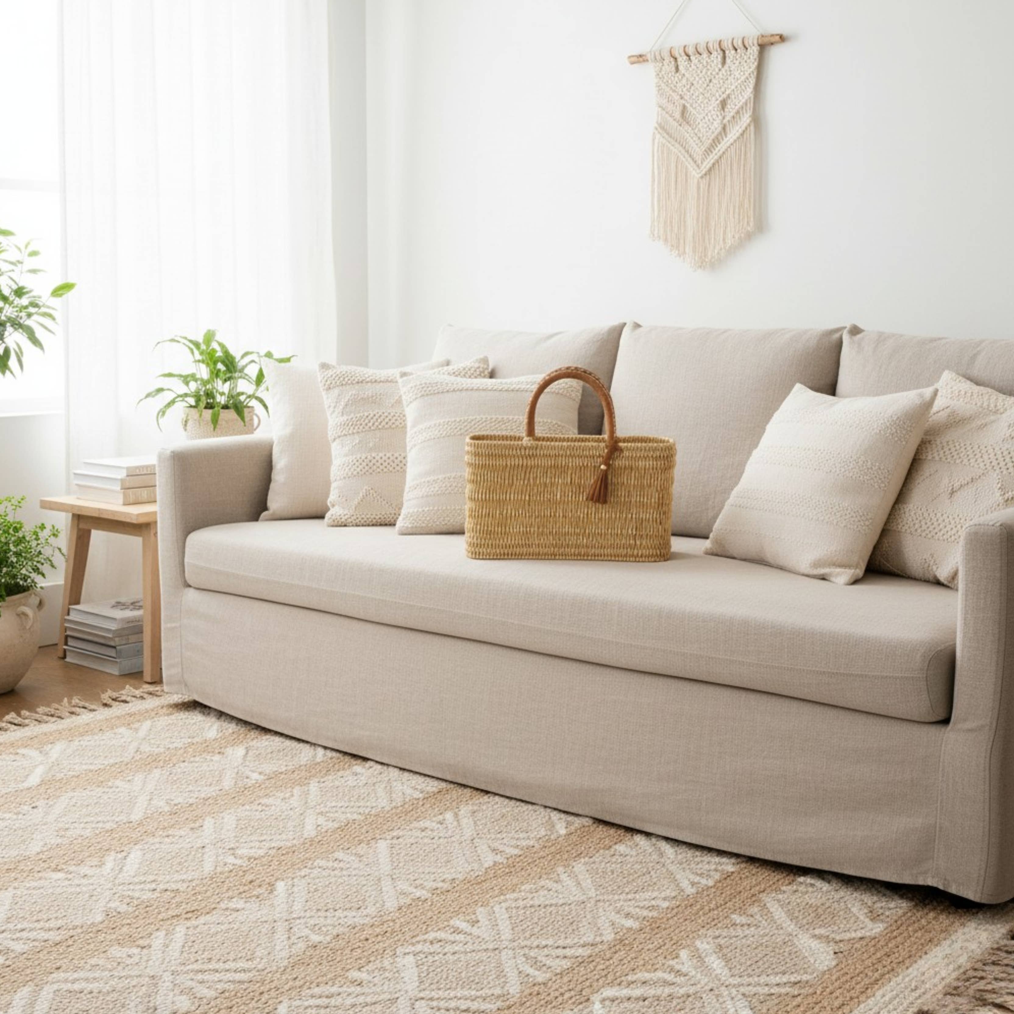 LeBazare - Wholesale Beach Bag - Panier de rangement en doum tissé à la main | Cabas de marché avec poignée en cuir4