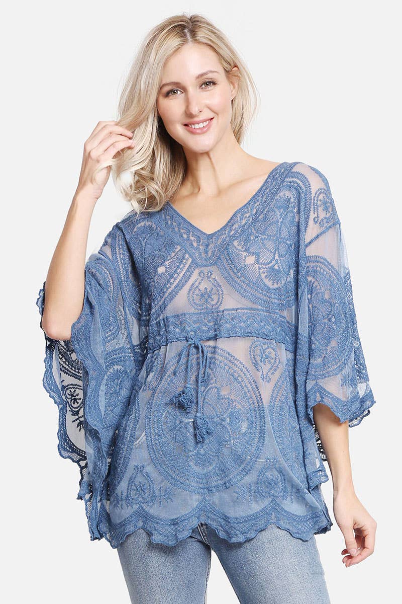 Fashion City - Wholesale Swim Cover Up - Women's - Women's Floral Pattern Drawstring Cover Up3