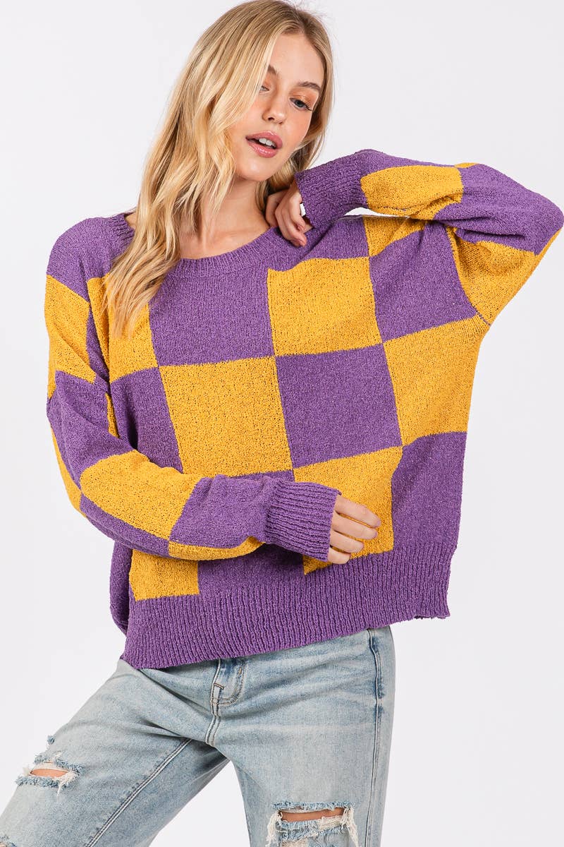 Sewn and Seen - Wholesale Knit Sweater - Women's - CHECKER SWEATER TOP 2