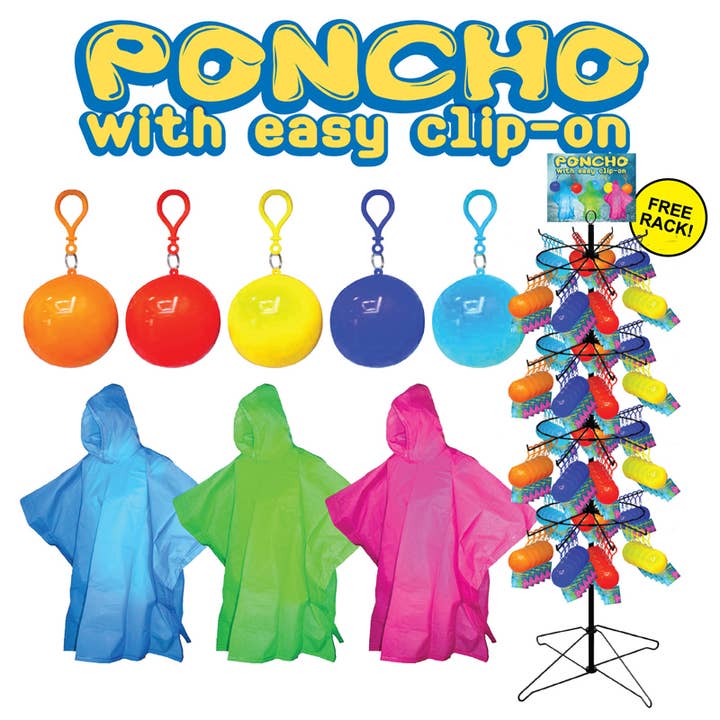 200pc Ponchos in Reusable Holders with Clip for wholesale by Deluxe Import Trading