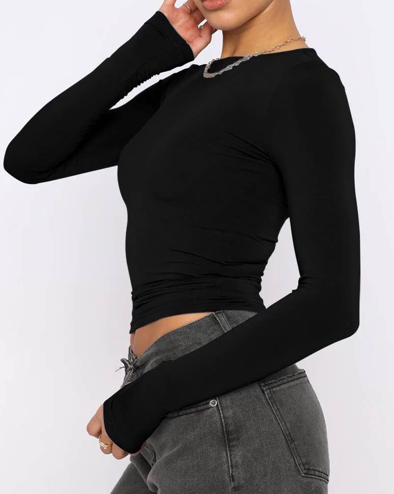 Sweetkama – T-shirt – Mulher por atacado – Sweetkama Camiseta Casual Feminina de Manga Longa Lisa33