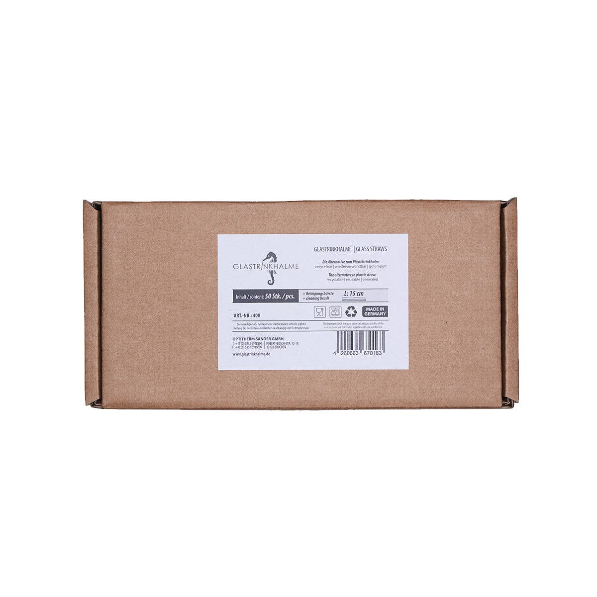 rimuovere 50 cannucce in vetro trasparente “Small Pimpf” (15 cm) con spazzola per la pulizia in vendita all'ingrosso su Faire3