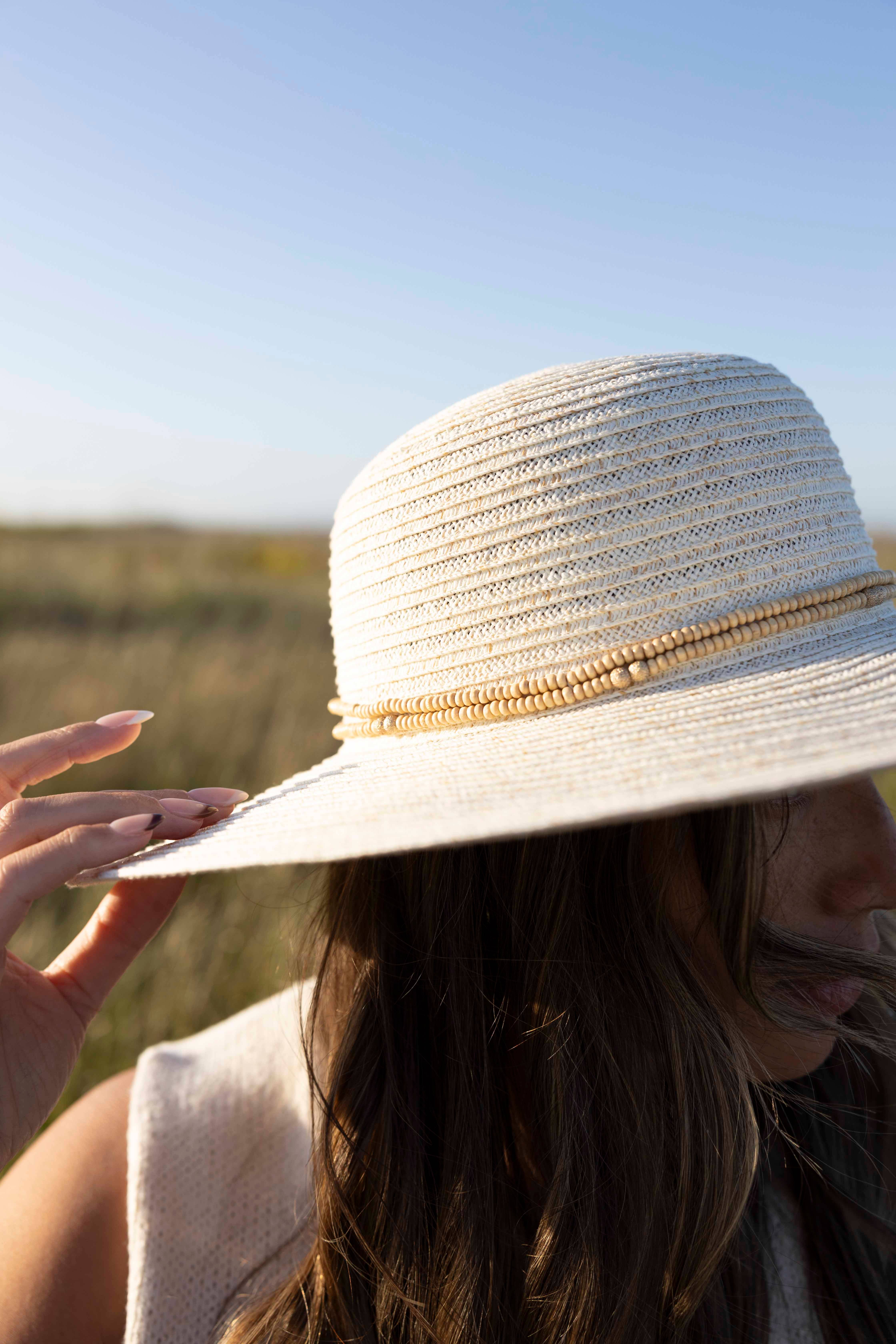 Elfenbein Breiter Strohhut mit Krempe - Stil Capri für den Großhandel auf Faire5