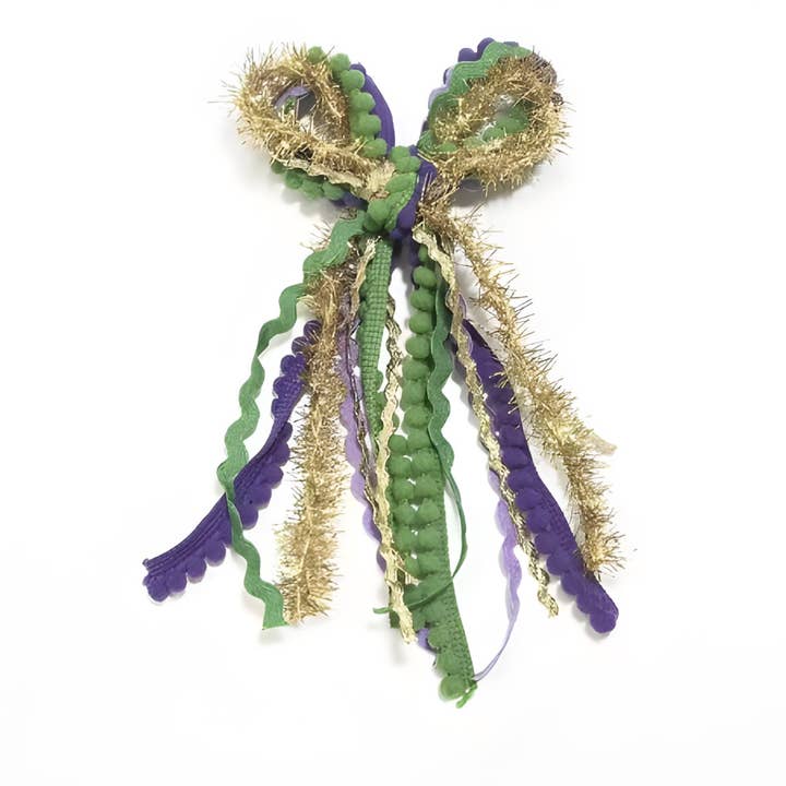 Nœud pour cheveux texturé Mardi Gras pour la vente par The Heady Chic