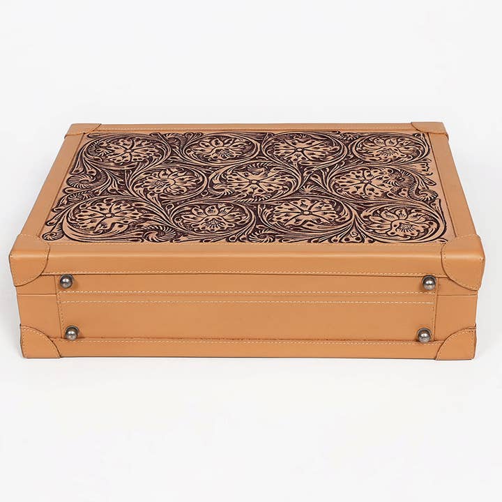 LS Western - Wholesale Jewellery box/organiser - ADBGZ882 Hand-Tooled Leather Jewelry Case with Combination Locks | American Darling10