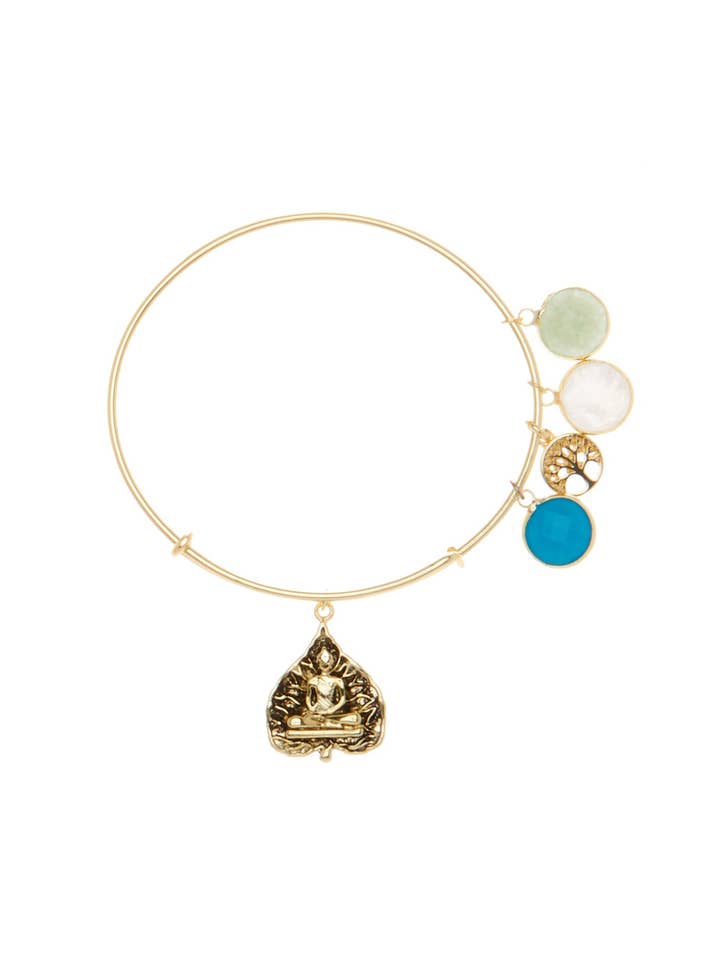 Mixed Crystal With Buddha Charm Bangle Bracelet - GF for wholesale by Zoey Simmons