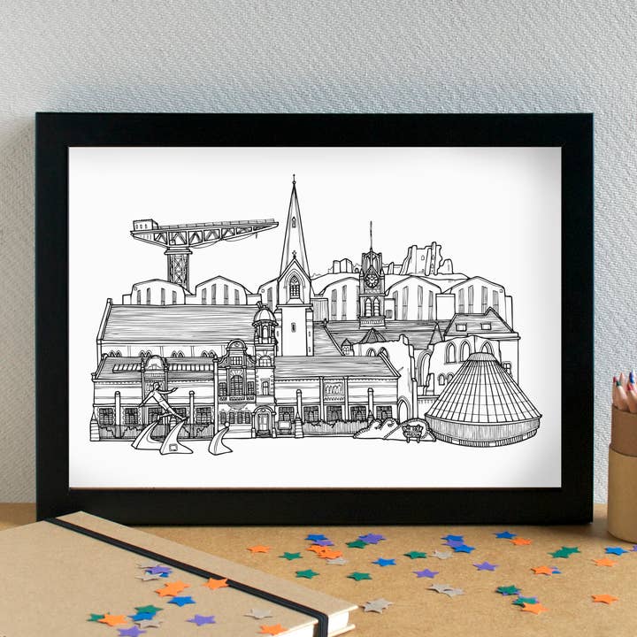 Becka Griffin Illustration - Wholesale Art Print - Barrow-in-Furness Cumbria Skyline Landmarks Art Print1