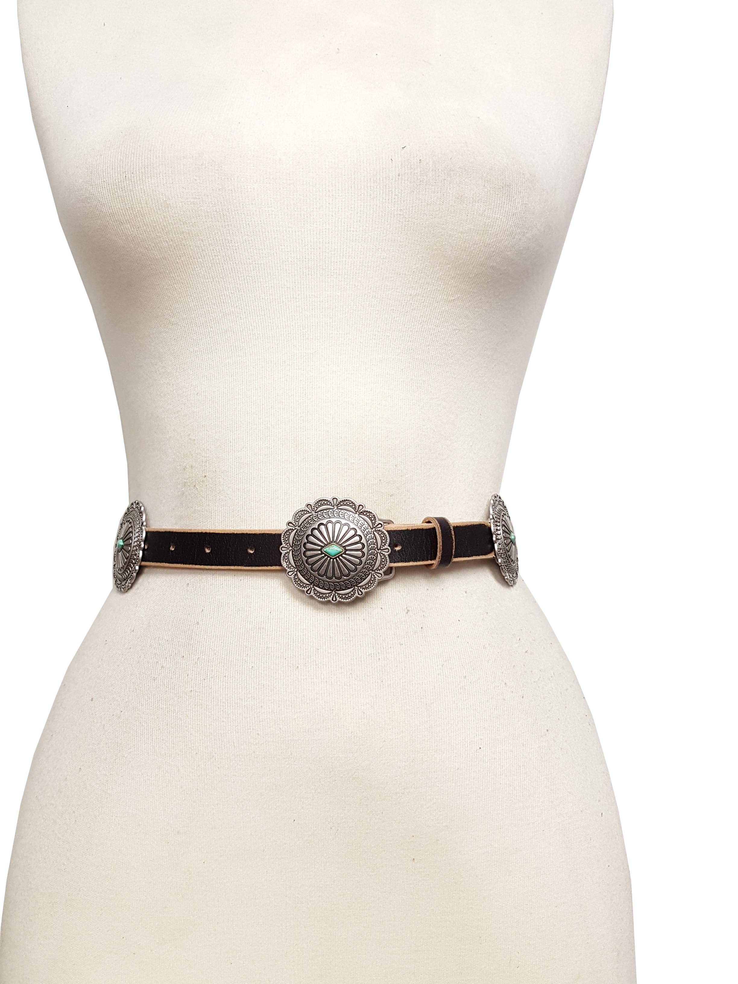 Axesoria West - Wholesale Belt - Women's - Western Genuine Distressed Leather belt w. Round concho5