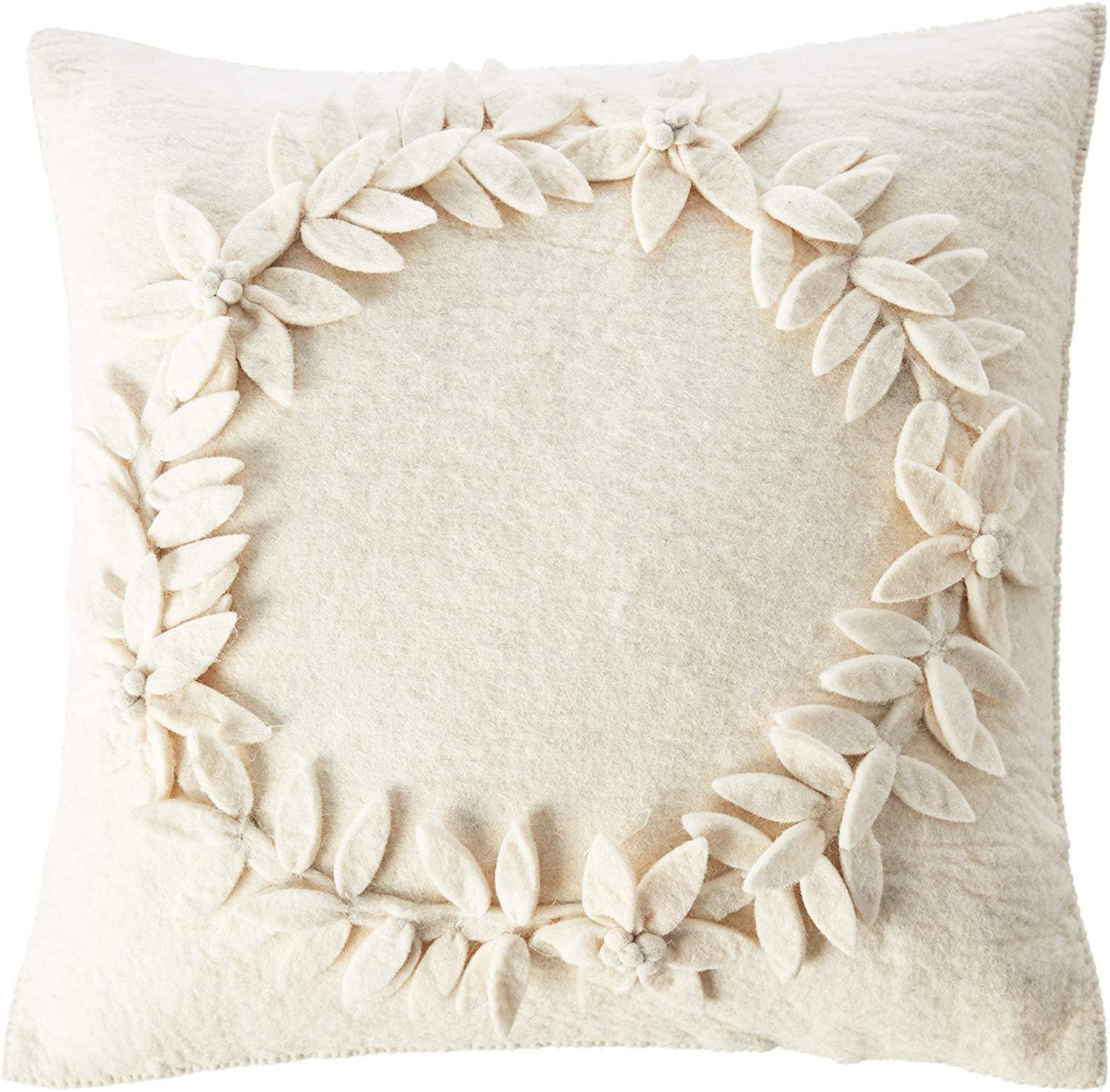 Arcadia Home - Vente Coussin décoratif - Coussin Couronne de Poinsettia Fait Main – Crème 20", Noël Tous les Jours6