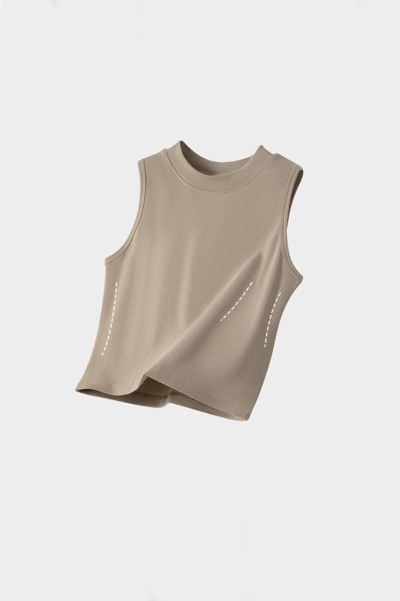 HIDDENBRAND - Wholesale Tank Top - Women's - Basic Essential cotton high neck crop fitted tank top8