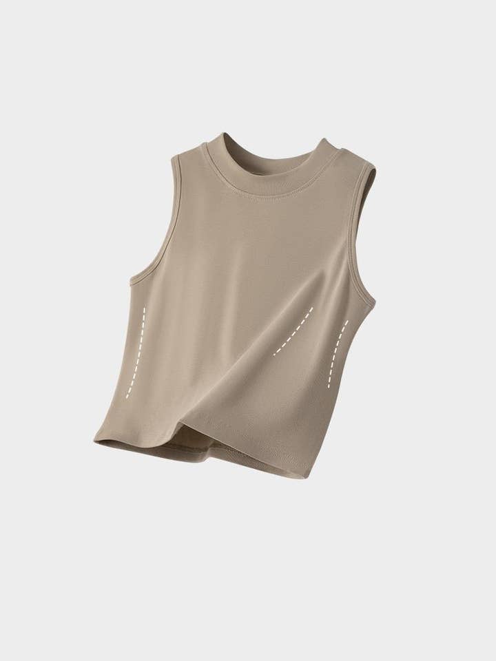 HIDDENBRAND - Wholesale Tank Top - Women's - Basic Essential cotton high neck crop fitted tank top8