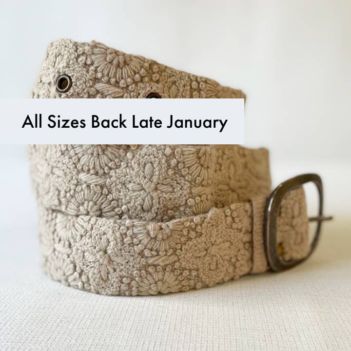 Desert Dreams Embroidered Wool Belt for wholesale by Jenny Krauss