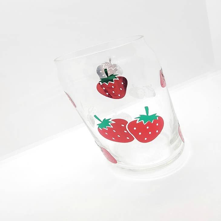 Rustic Farmhouse Strawberry Glass Mug with Straw
