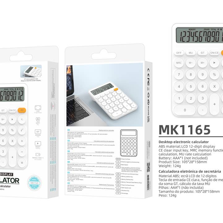 TECHANCY - Wholesale Calculator - Techancy MK1165 Desktop Calculator, 12 Digits, LCD Display, 5