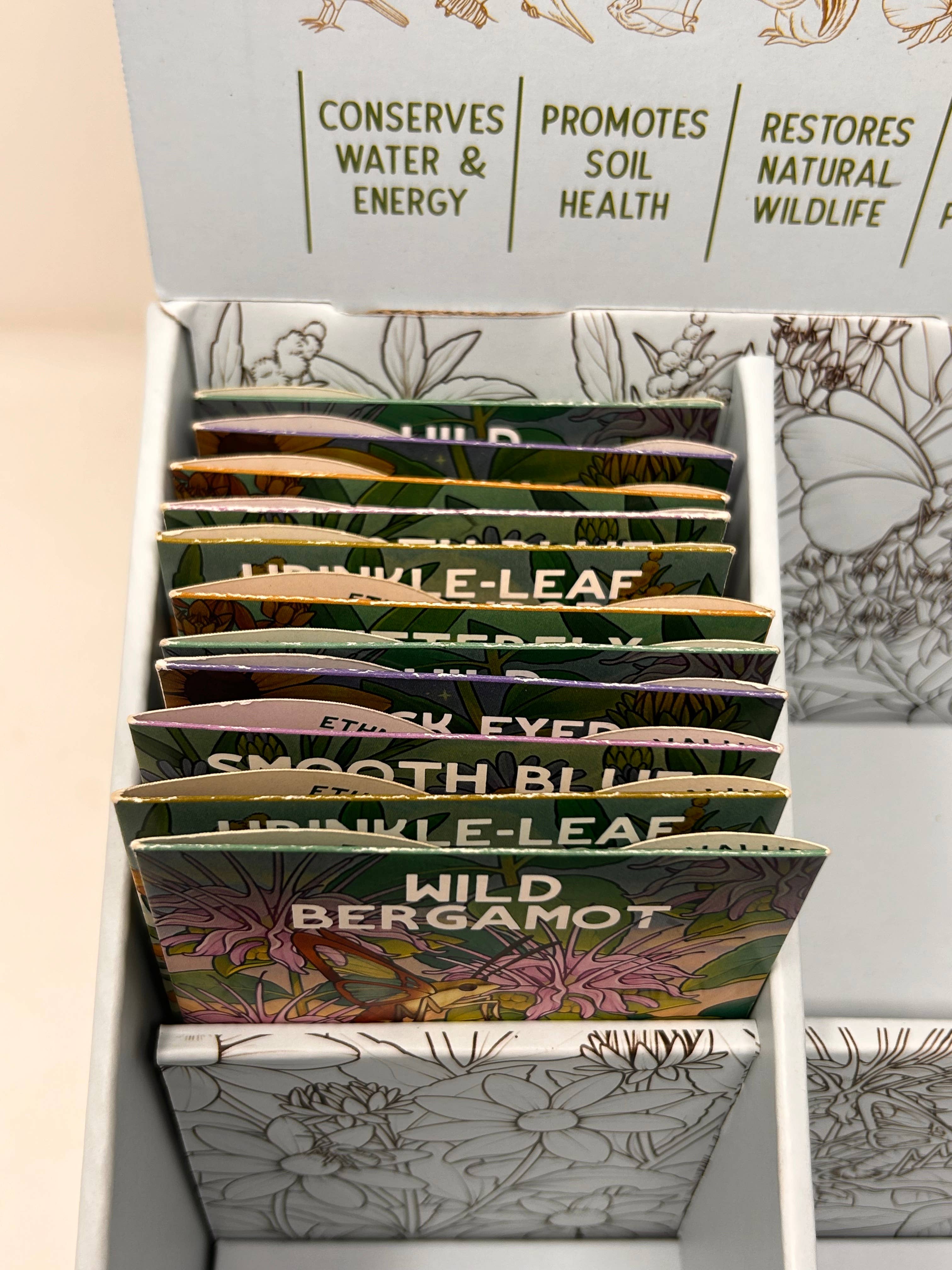 Plant for a Change – wholesale Skyltningsförpackning – Plant for a Change SustainAble TennesSeeds Naturliga nyckelväxtfrön för vilda djur - Utställningsställ2