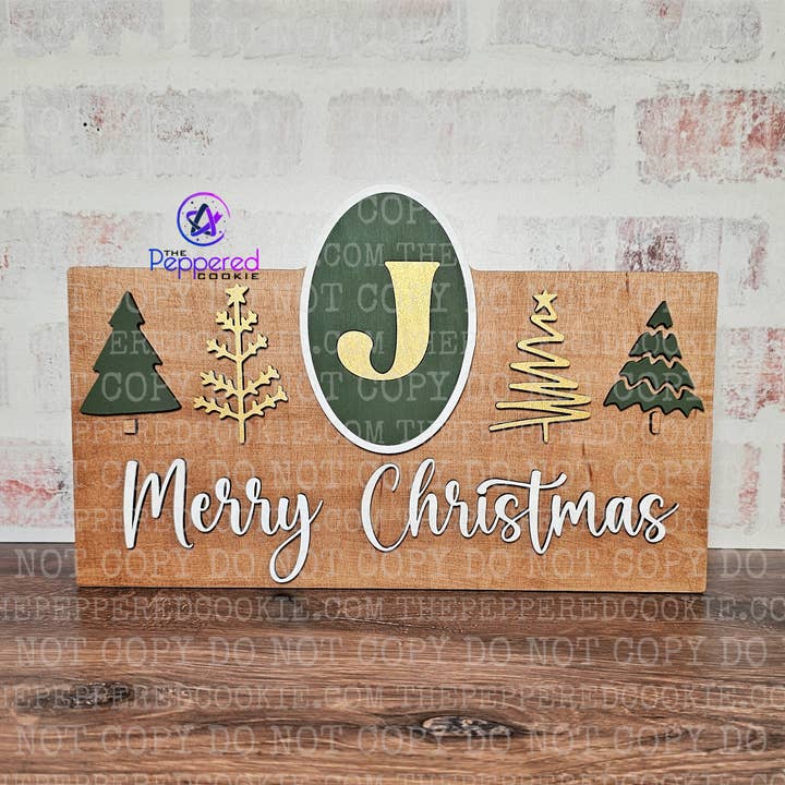 Home Decor - Monogram Christmas Tree Sign UNFINISHED for wholesale by The Peppered Cookie
