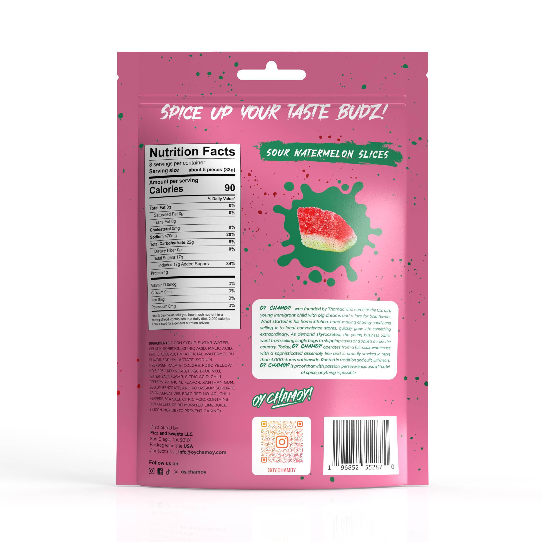 Fizz and Sweets Wholesale - Wholesale Gummy - New Oy Chamoy! Sour Watermelon Slices - 8oz.1
