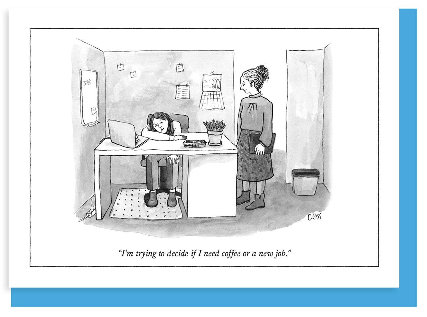 Nelson Line - Wholesale Everyday Greeting Card - COFFEE OR NEW JOB -  5 x 7 NY'ER CARTOON CARD0