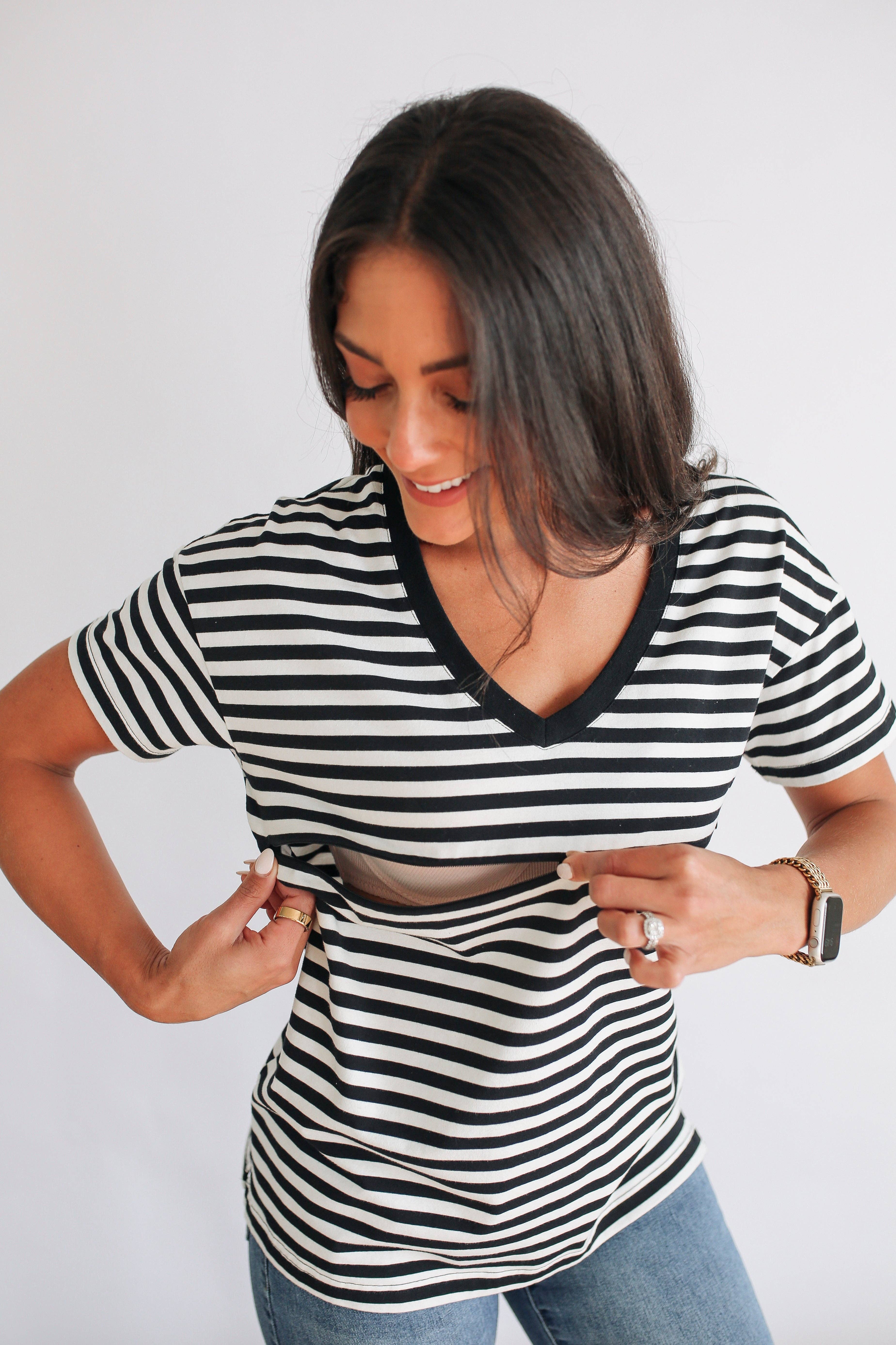 Movemama Apparel - Wholesale Nursing Top - Maternity - V-Neck Full Zip Breastfeeding Tee1