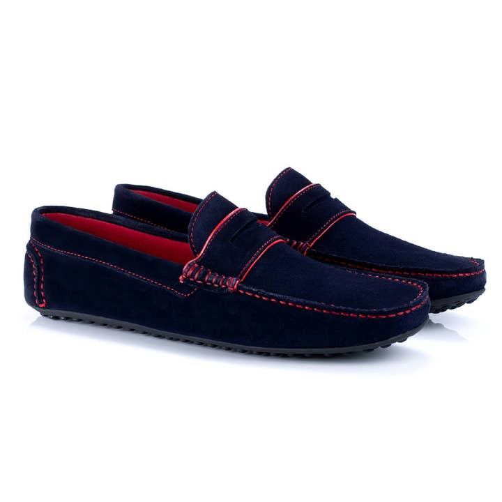 SIMAN-AZUL-300 blue suede loafer for wholesale by Men's Heritage