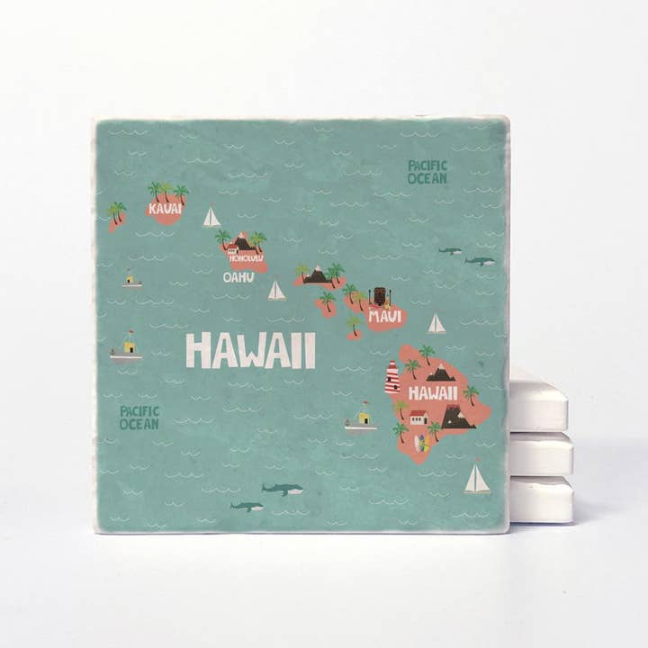 Hawaii State Illustration Coasters for wholesale by Versatile Coasters