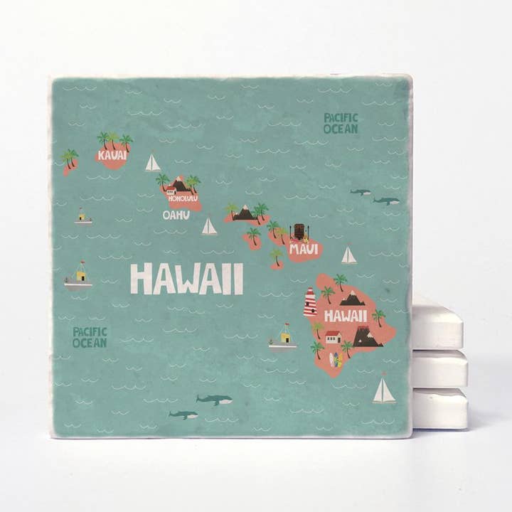 Hawaii State Illustration Coasters for wholesale by Versatile Coasters