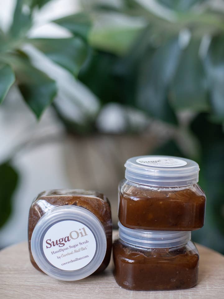 SugaOil "hand spun sugar scrub" for wholesale by The reCover Collection