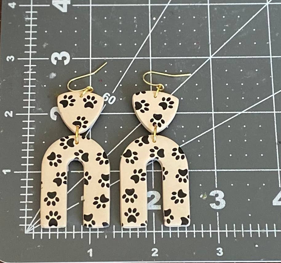 Clayhouse Colours - Wholesale Dangle Earrings - Paw Print Clay Earrings2