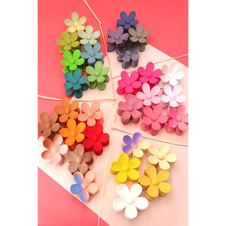 JOSSLYN by wall to wall - Wholesale Hair Clip - Women's - OVERSIZE MATTE FLOWER HAIR CLAW CLIPS | 40H45923