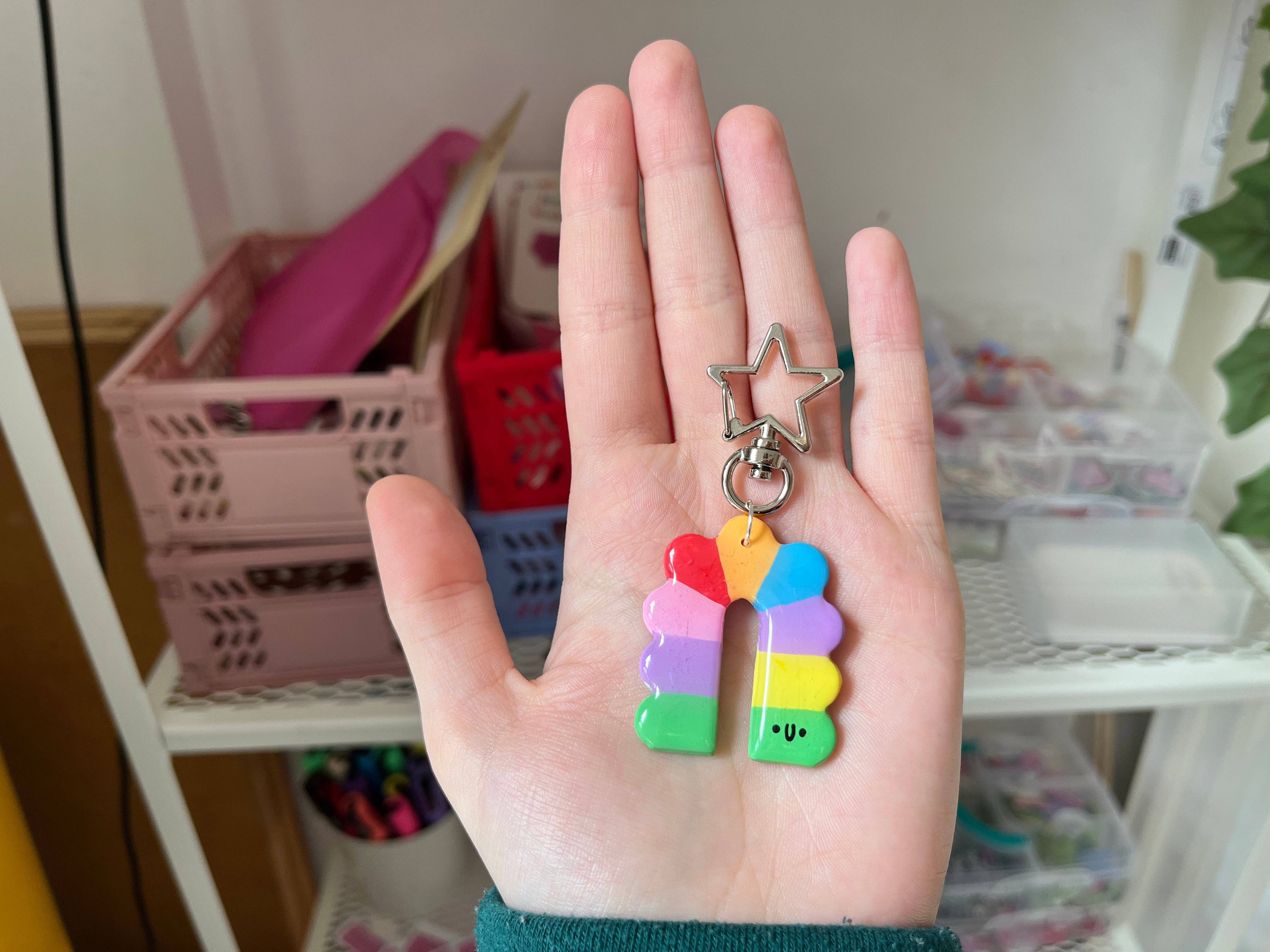 Jammy Weekend – wholesale Keychain – Women's – Rainbow Caterpillar Clay Keyring2