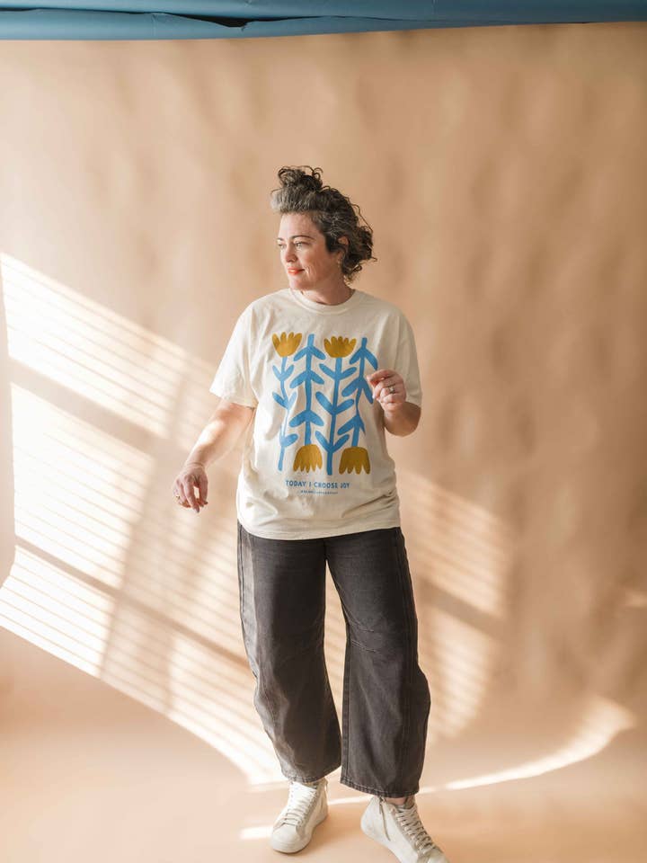 today i choose joy flowers | cream comfort colors tee for wholesale by Ramble & Company