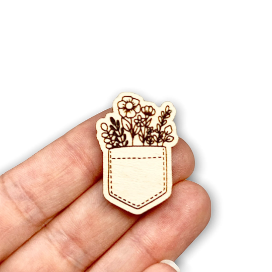 Juniper and Lilies - Vente Broches - Broche florale, broche en bois gravée au laser, accessoire fleur en bois0