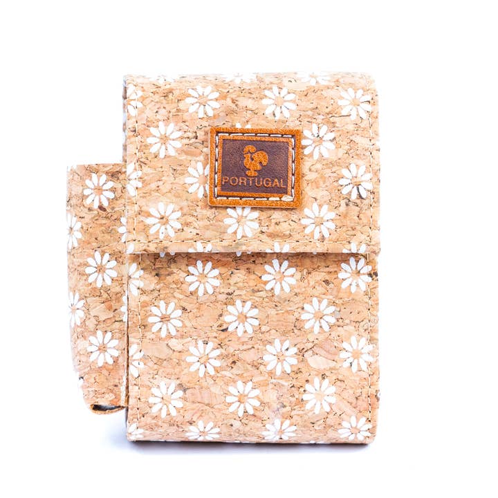 Meninas Bonitas Cork - Wholesale Cigarette Case - Floral Print Cork Cigarette and Lighter Holder BAGD-313A-MIX-6(6units)10