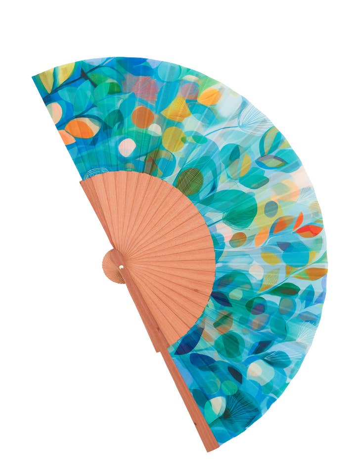 Leque Art Nouveau em madeira e seda, ideal para o verão e como presente por atacado de CONCHITA MENÉNDEZ