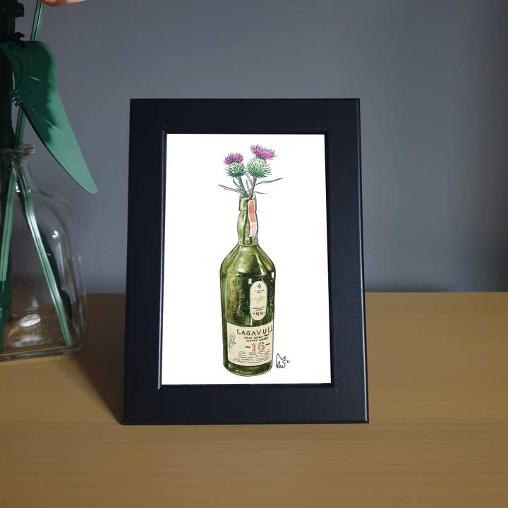 Thistles in Lagavulin Framed 4x6" print for wholesale by Lee McGuire Art